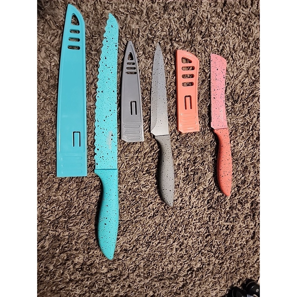 Tomodachi Knife 3 Piece Set. 8 In Bread, 5 In Utility, 4 In Citrus With Covers